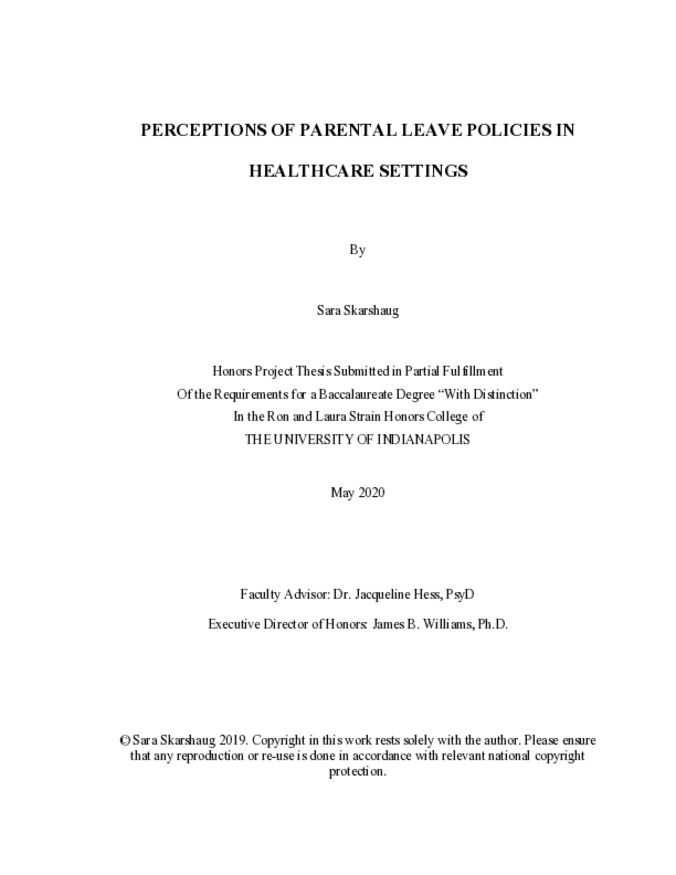 Perceptions of Parental Leave Policies in Healthcare Settings 缩略图