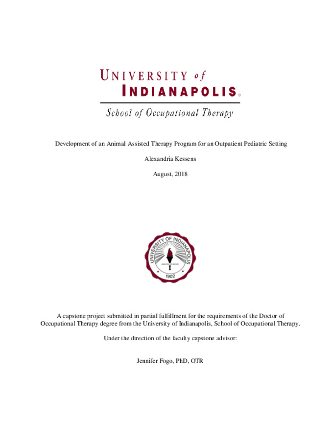 Development of an Animal Assisted Therapy Program for an outpatient Pediatric Setting Miniature