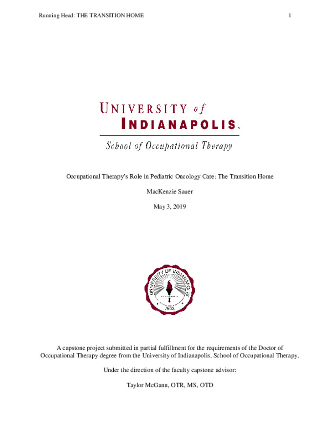 Occupational Therapy’s Role in Pediatric Oncology Care: The Transition Home miniatura