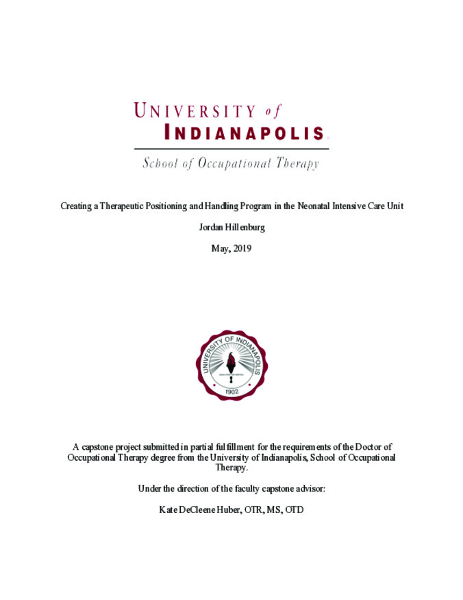Creating a Therapeutic Positioning and Handling Program in the Neonatal Intensive Care Unit miniatura