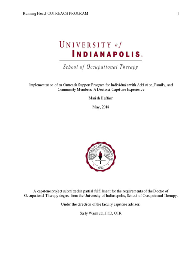 Implementation of an Outreach Support Program for Individuals with Addiction, Family, and Community Members: A Doctoral Capstone Experience miniatura
