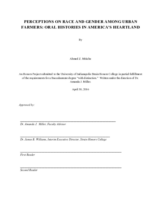 Perceptions on Race and Gender Among Urban Farmers: Oral Histories in America's HeartlandPerceptions on Race and Gender Among Urban Farmers: Oral Histories in America's Heartland 缩略图