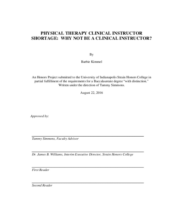 Physical Therapy Clinical Instructor Shortage: Why Not Be a Clinical Instructor? Miniature