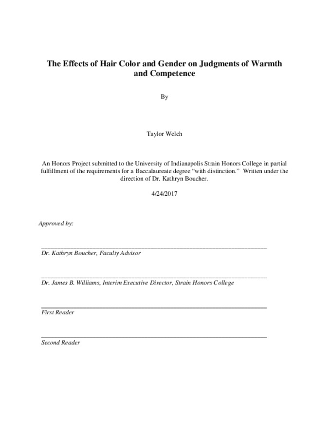 The Effects of Hair Color and Gender on Judgments of Warmth and Competence Thumbnail