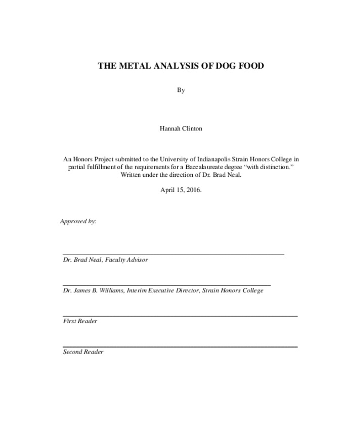 The Metal Analysis of Dog Food Thumbnail