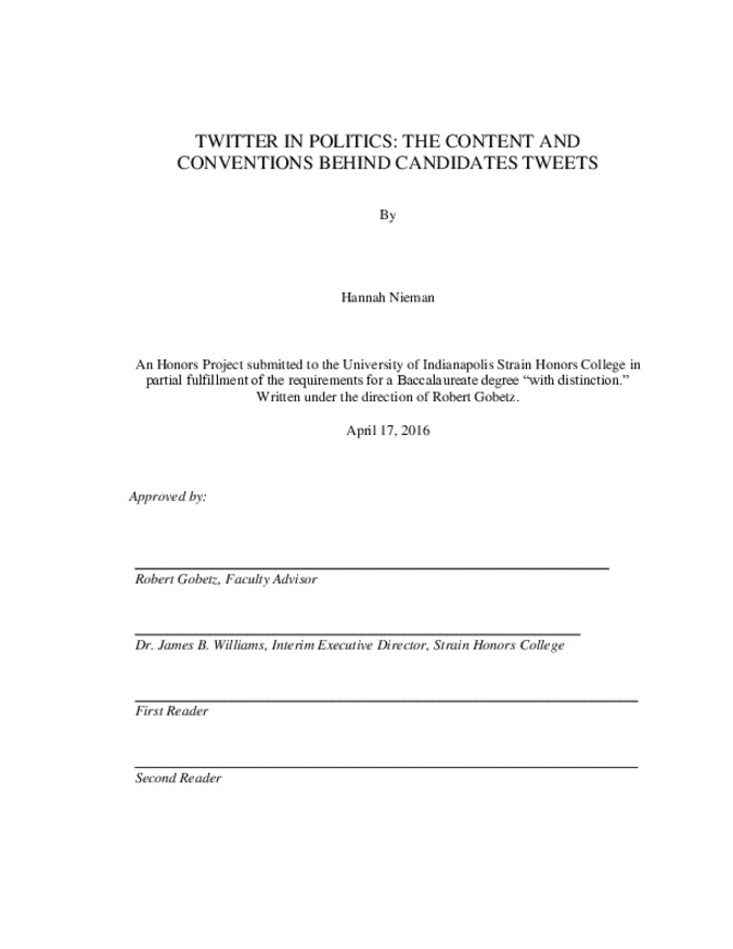 Twitter in Politics: The Content and Conventions Behind Candidates Tweets Miniaturansicht