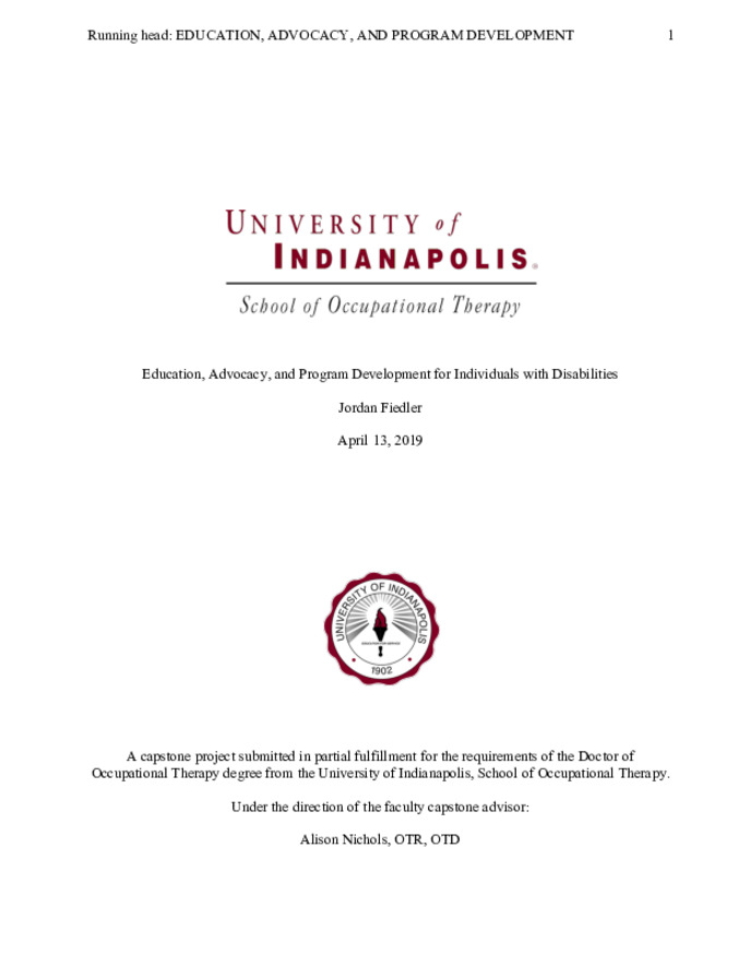 Education, Advocacy, and Program Development for Individuals with Disabilities Miniature